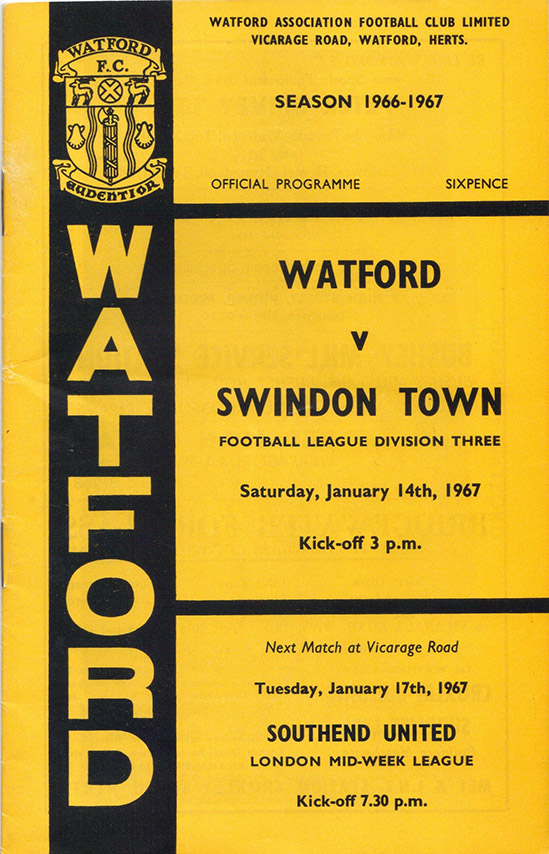 <b>Saturday, January 14, 1967</b><br />vs. Watford (Away)